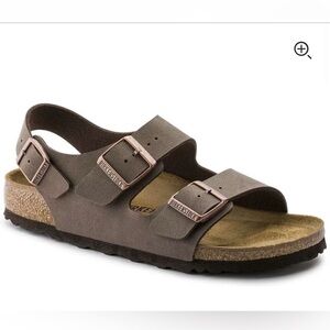 Birkenstock Mocha Brown Two-Strap Sandal with Copper Buckles
